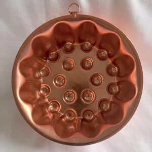 VINTAGE Copper Fluted Clad Aluminum Jello Dessert Mold w/ Hook Non Tarni…